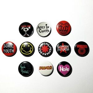 SET OF 11 1" 90s GRUNGE Pinback Buttons